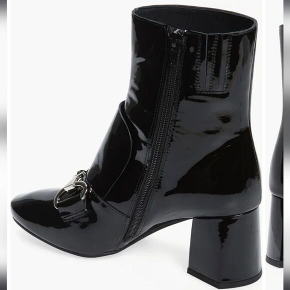New Jeffrey Campbell Deneuve Bootie Patent Black ankle round toe heel Boot 7 - Picture 3 of 7
